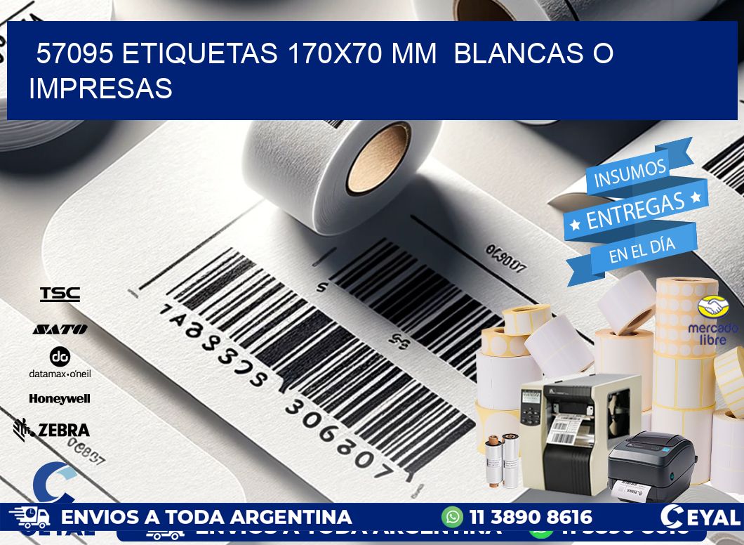 57095 ETIQUETAS 170x70 mm  BLANCAS O IMPRESAS