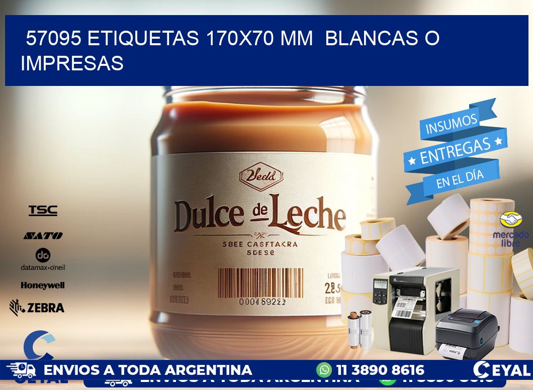 57095 ETIQUETAS 170x70 mm  BLANCAS O IMPRESAS