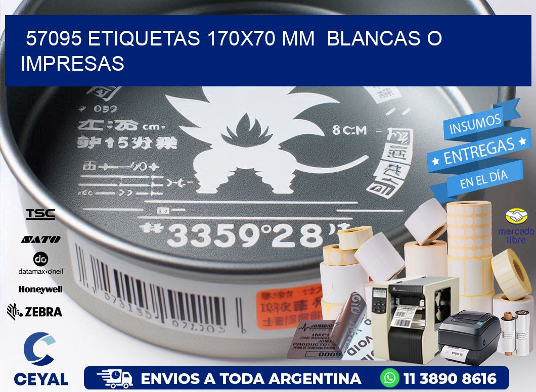 57095 ETIQUETAS 170x70 mm  BLANCAS O IMPRESAS