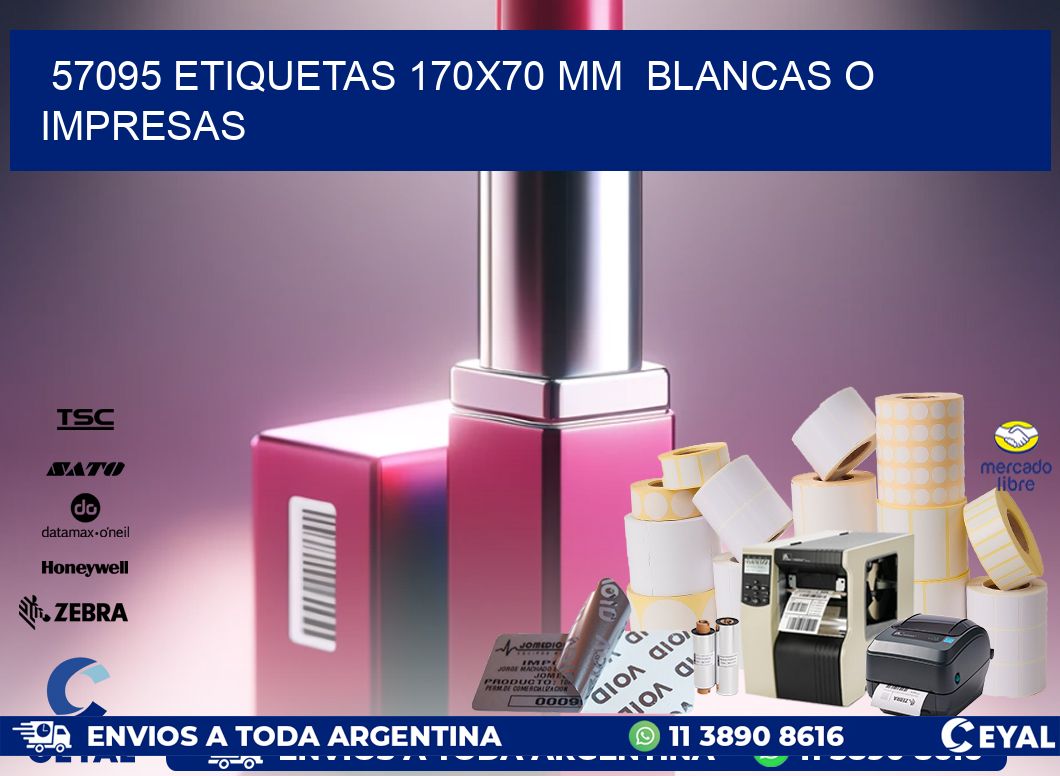 57095 ETIQUETAS 170×70 mm  BLANCAS O IMPRESAS