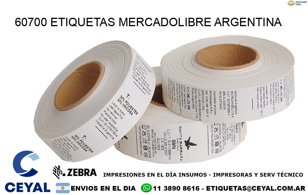 60700 ETIQUETAS MERCADOLIBRE ARGENTINA