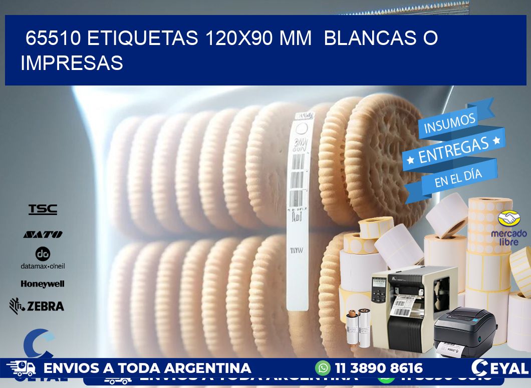 65510 ETIQUETAS 120x90 mm  BLANCAS O IMPRESAS