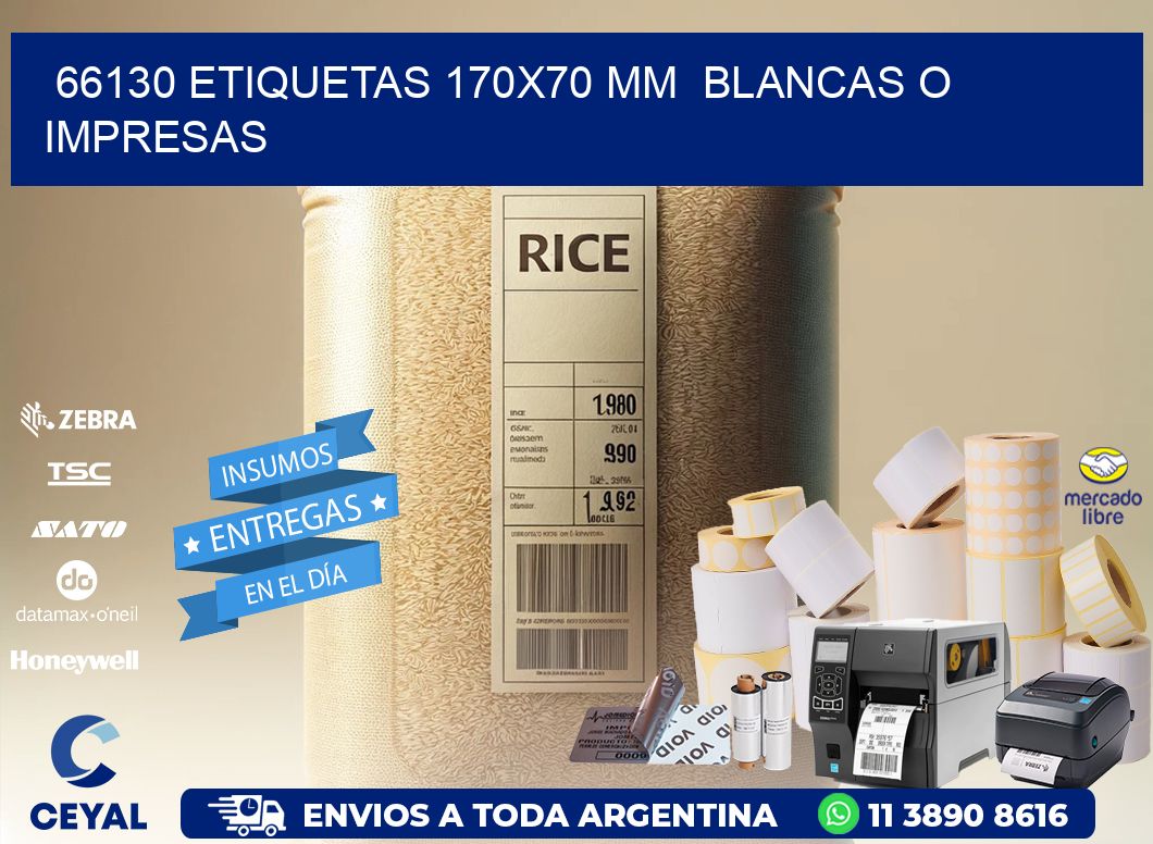 66130 ETIQUETAS 170x70 mm  BLANCAS O IMPRESAS