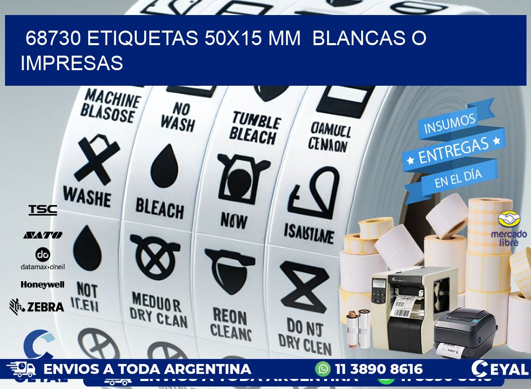 68730 ETIQUETAS 50x15 mm  BLANCAS O IMPRESAS