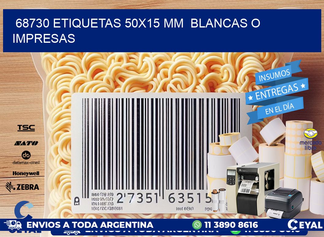 68730 ETIQUETAS 50x15 mm  BLANCAS O IMPRESAS