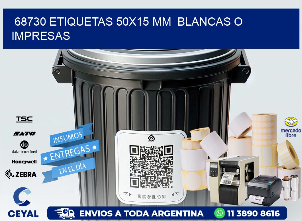 68730 ETIQUETAS 50x15 mm  BLANCAS O IMPRESAS
