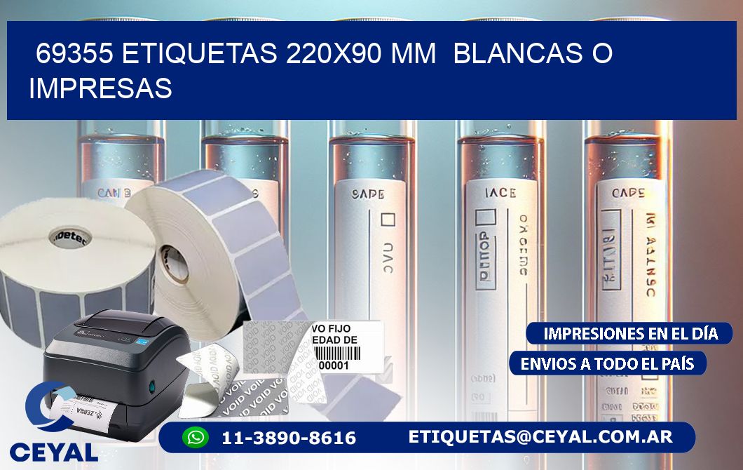 69355 ETIQUETAS 220x90 mm  BLANCAS O IMPRESAS