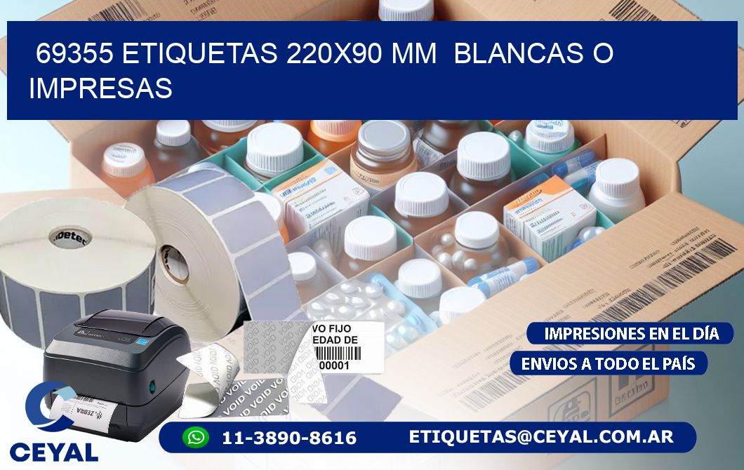 69355 ETIQUETAS 220x90 mm  BLANCAS O IMPRESAS