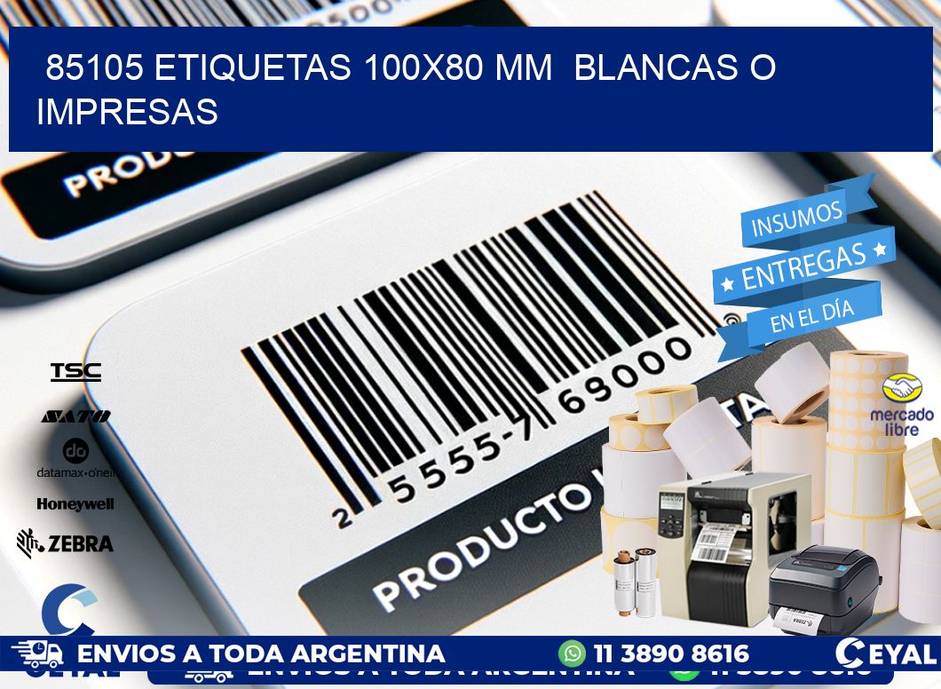 85105 ETIQUETAS 100x80 mm  BLANCAS O IMPRESAS