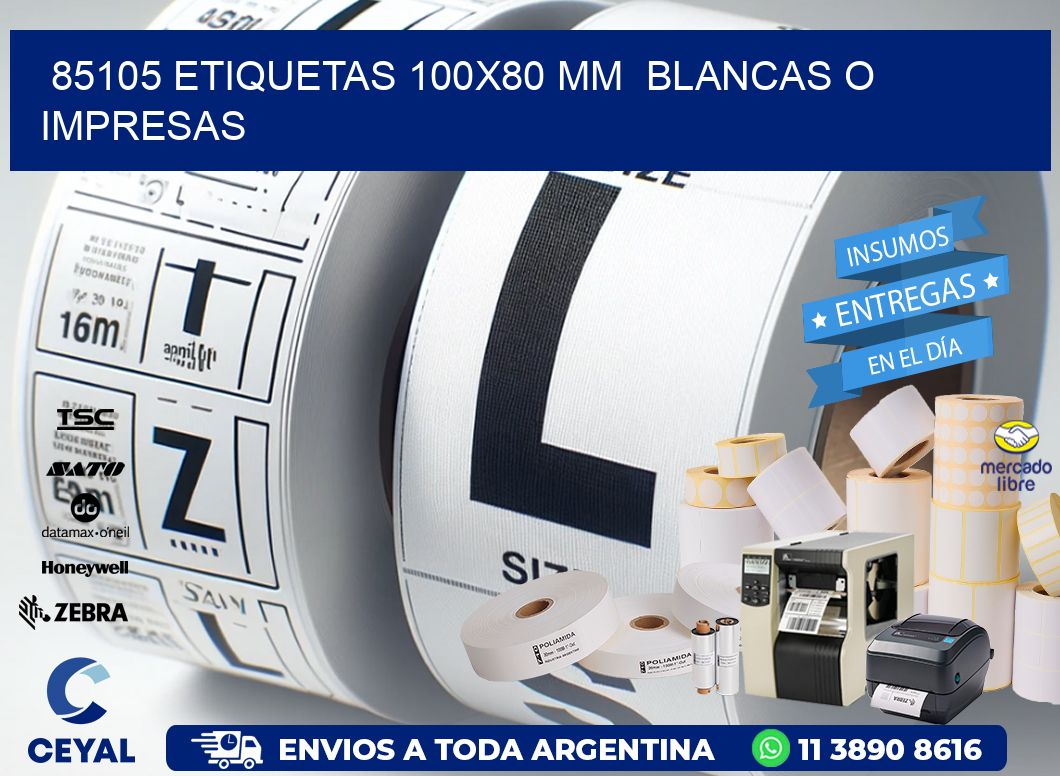 85105 ETIQUETAS 100x80 mm  BLANCAS O IMPRESAS
