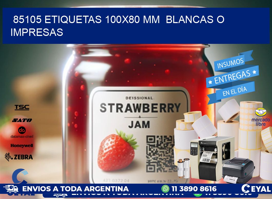 85105 ETIQUETAS 100x80 mm  BLANCAS O IMPRESAS