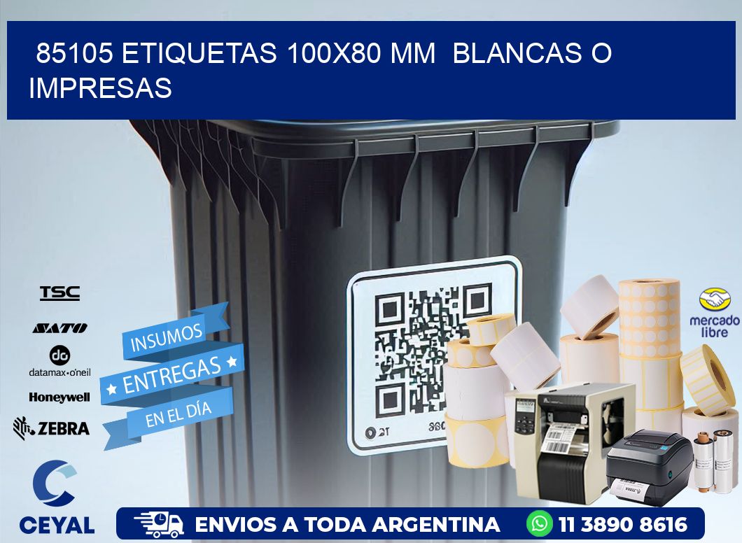 85105 ETIQUETAS 100x80 mm  BLANCAS O IMPRESAS