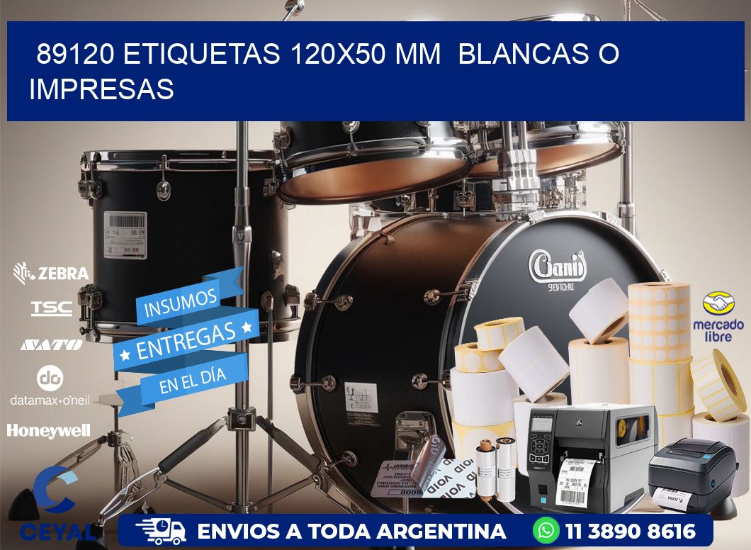 89120 ETIQUETAS 120x50 mm  BLANCAS O IMPRESAS