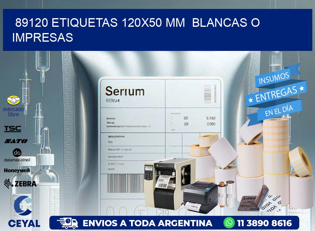 89120 ETIQUETAS 120×50 mm  BLANCAS O IMPRESAS
