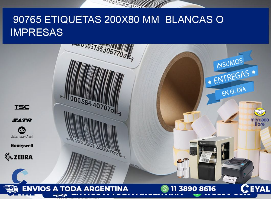 90765 ETIQUETAS 200x80 mm  BLANCAS O IMPRESAS