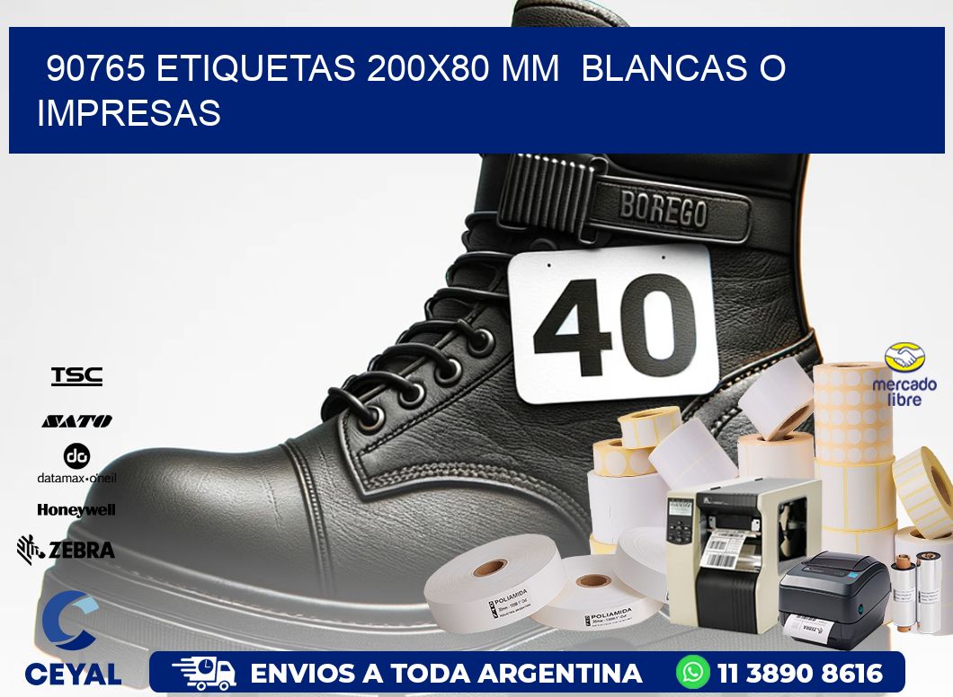 90765 ETIQUETAS 200x80 mm  BLANCAS O IMPRESAS