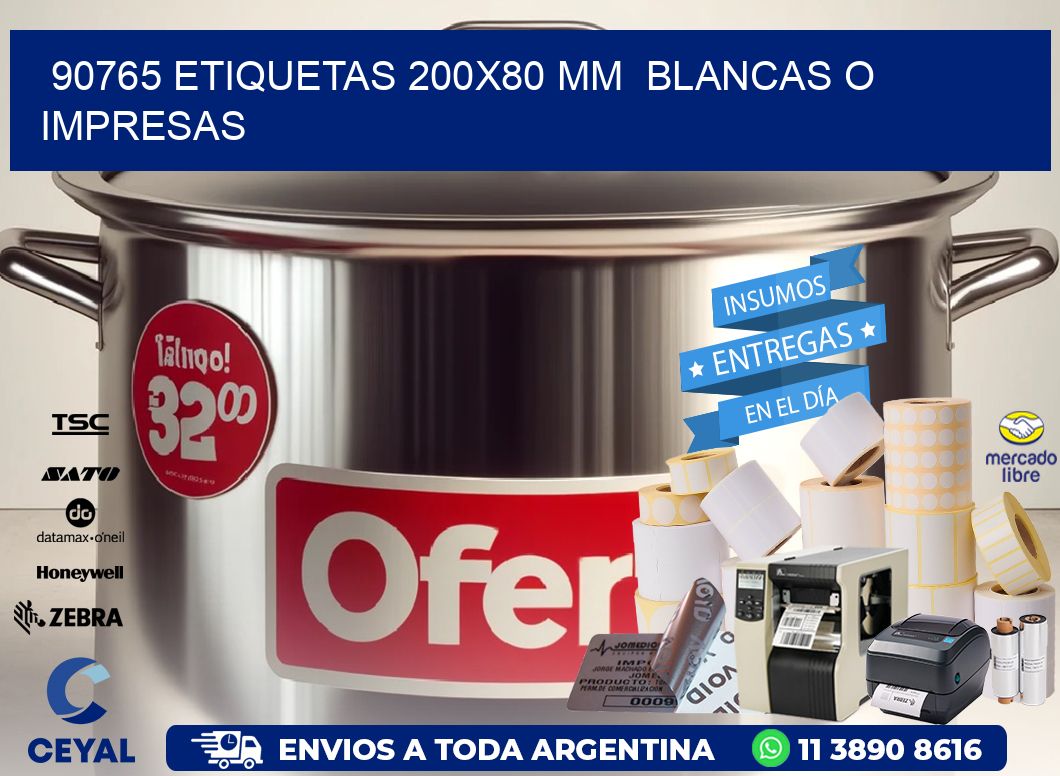 90765 ETIQUETAS 200x80 mm  BLANCAS O IMPRESAS