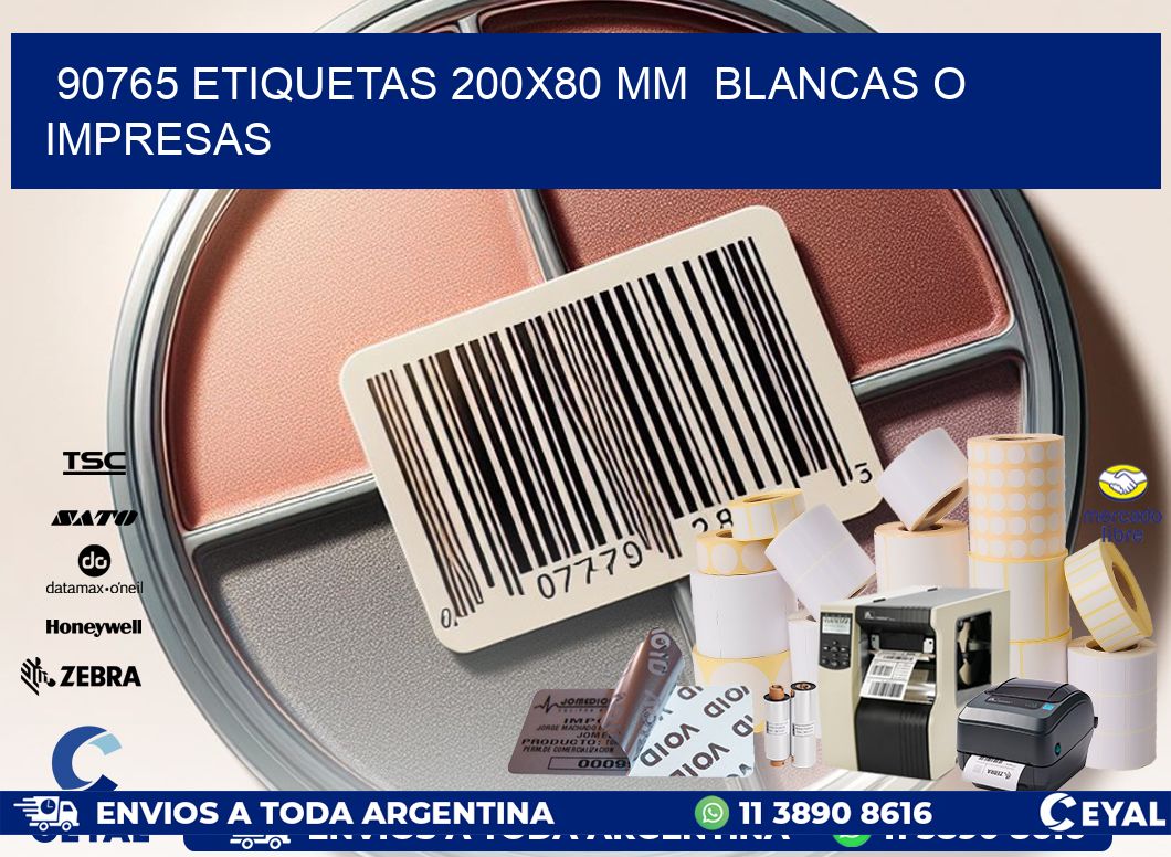 90765 ETIQUETAS 200×80 mm  BLANCAS O IMPRESAS