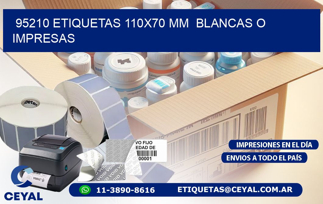 95210 ETIQUETAS 110×70 mm  BLANCAS O IMPRESAS
