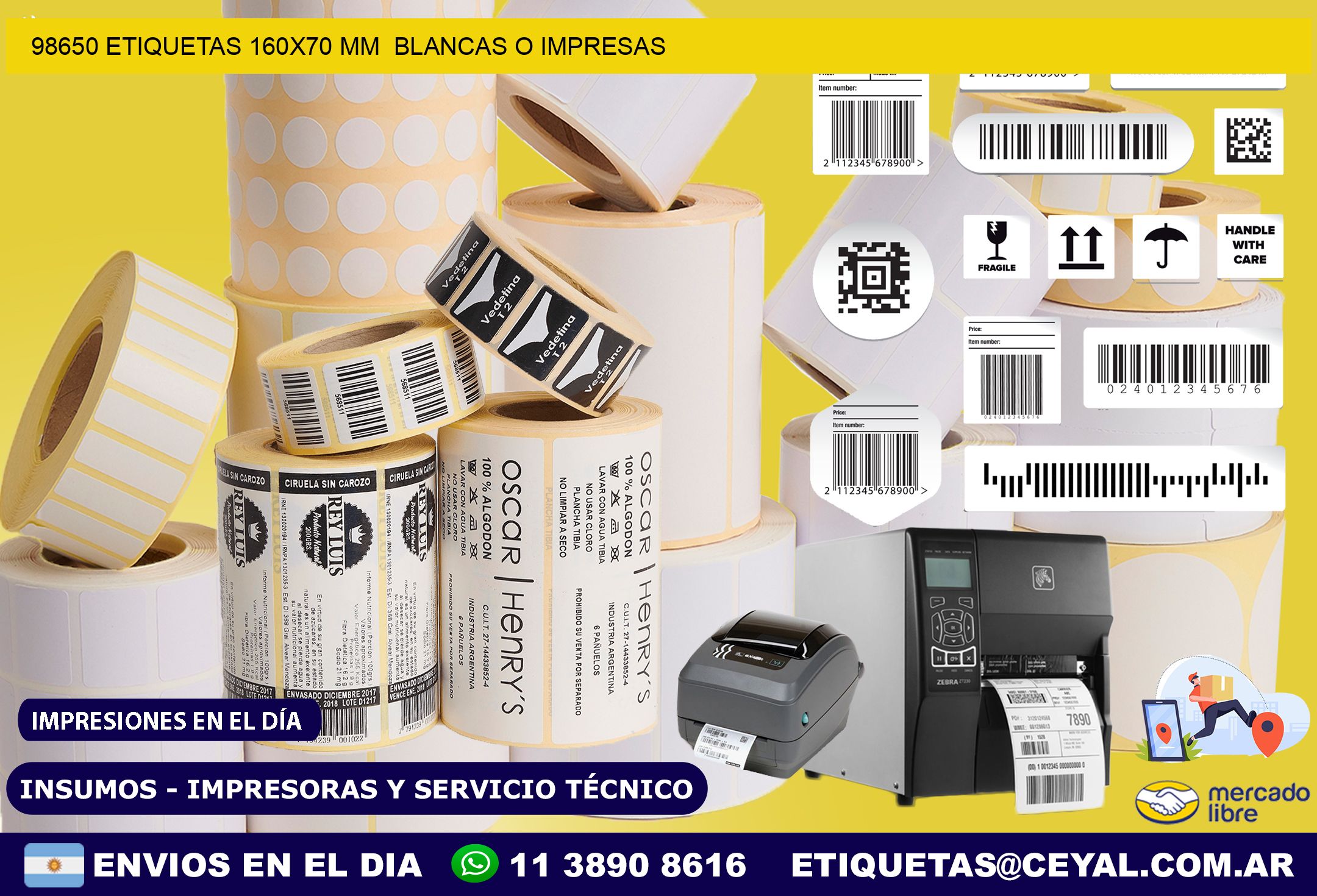 98650 ETIQUETAS 160×70 mm  BLANCAS O IMPRESAS