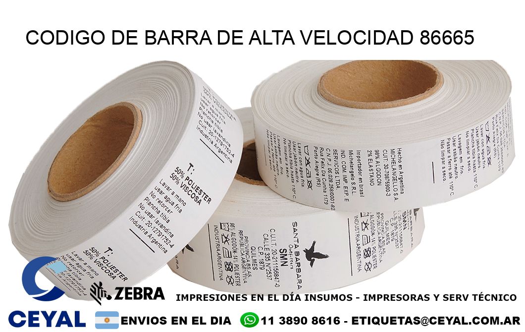 CODIGO DE BARRA DE ALTA VELOCIDAD 86665