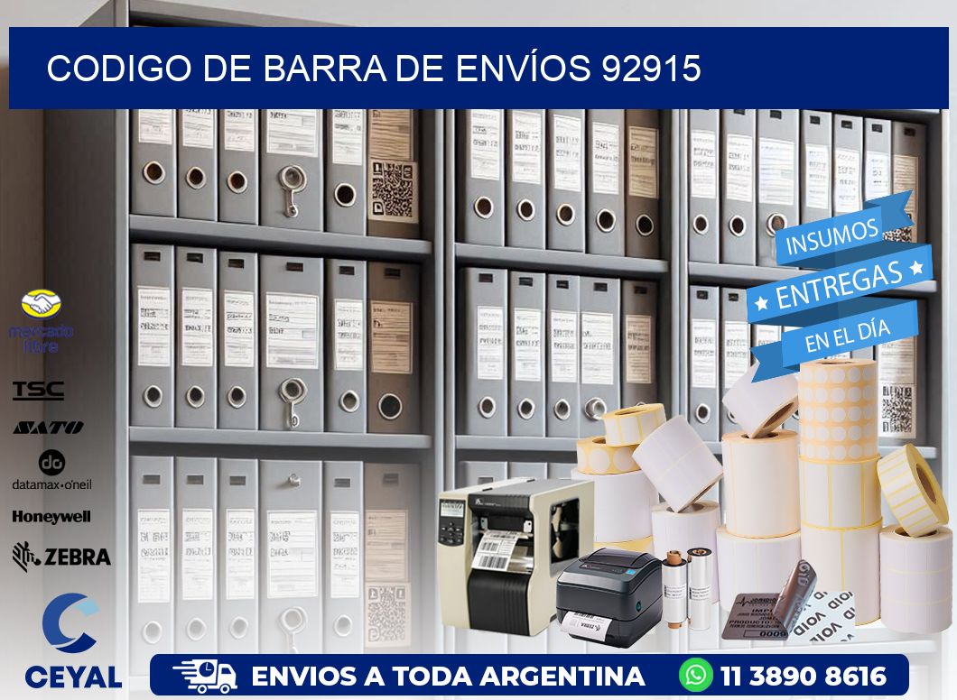 CODIGO DE BARRA DE ENVÍOS 92915