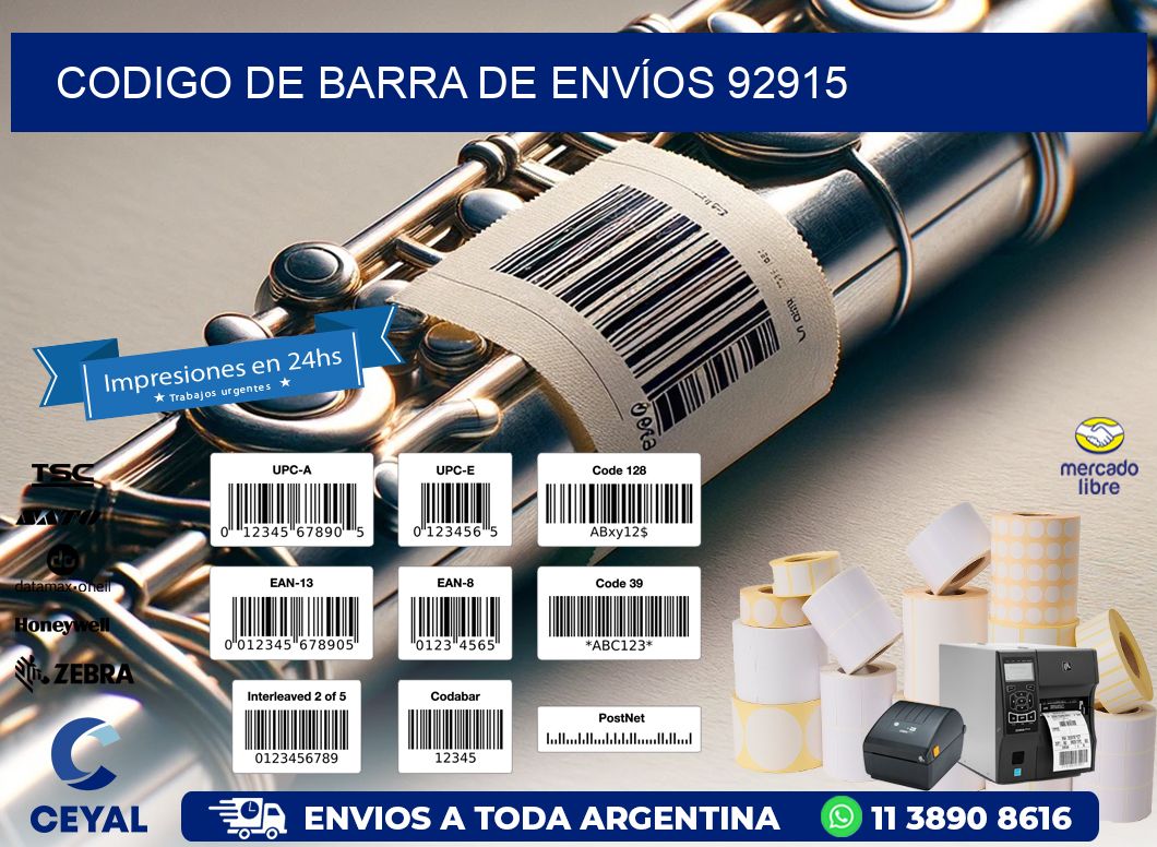 CODIGO DE BARRA DE ENVÍOS 92915