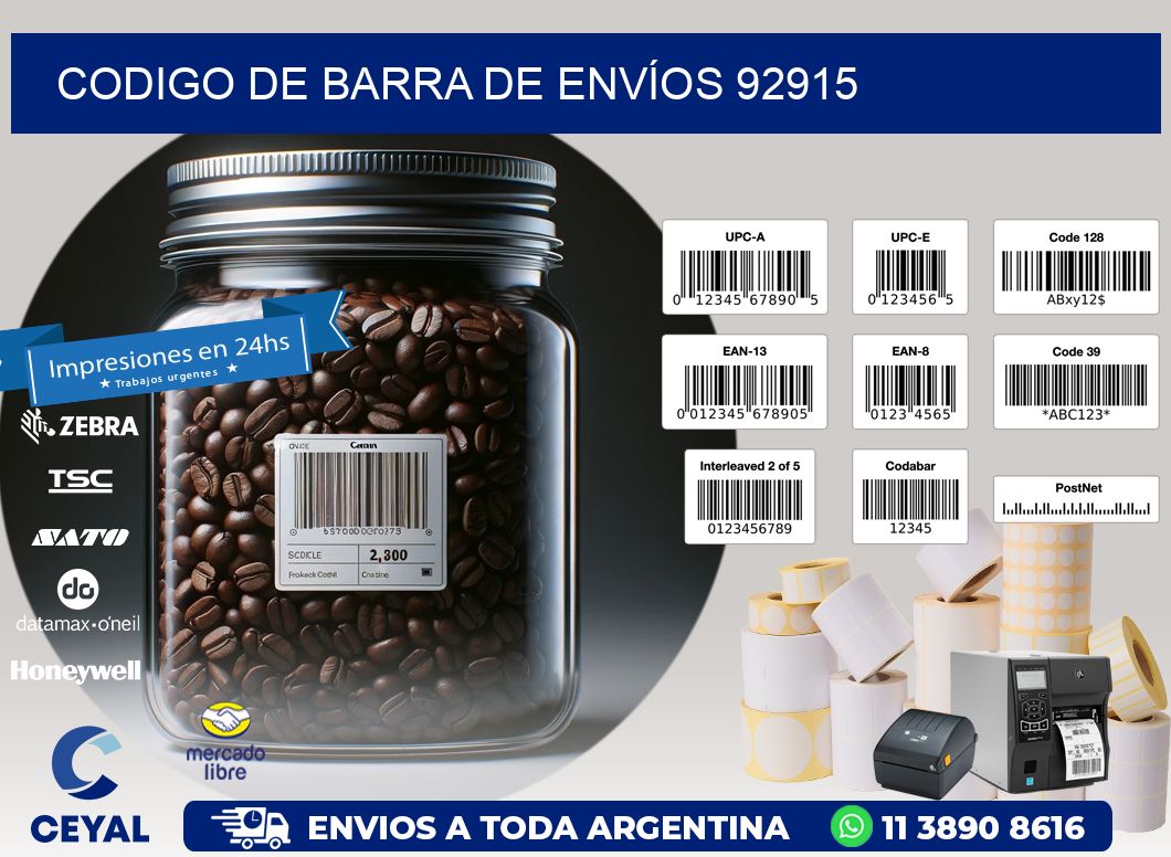 CODIGO DE BARRA DE ENVÍOS 92915