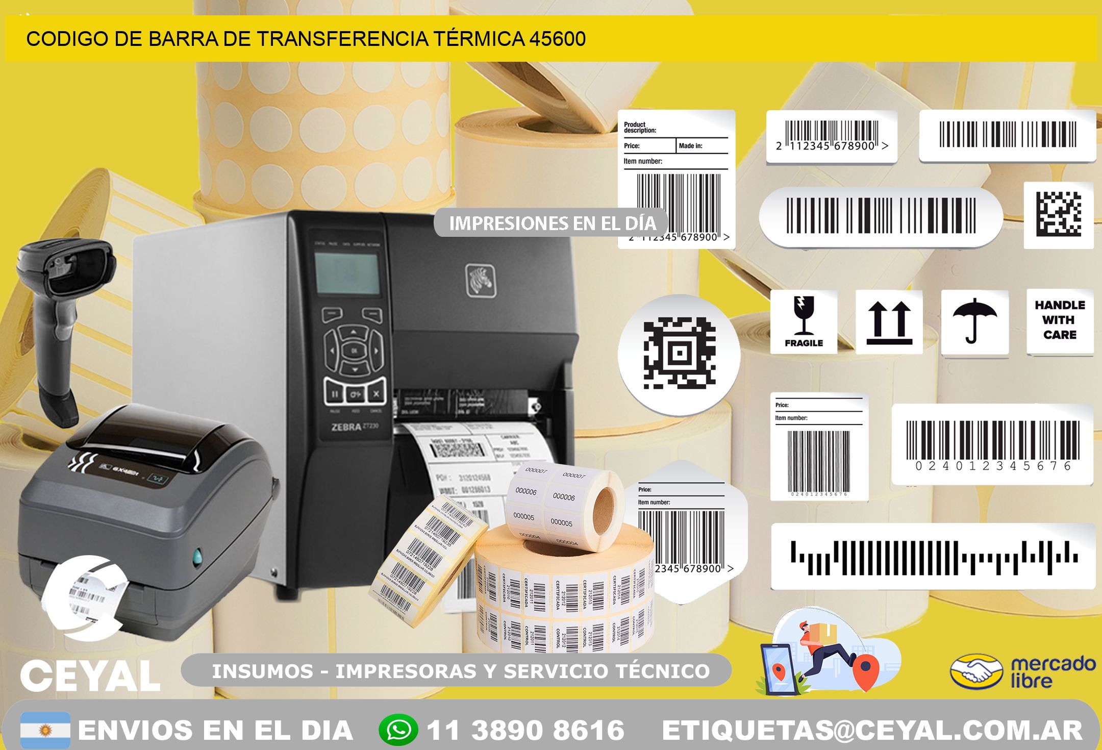 CODIGO DE BARRA DE TRANSFERENCIA TÉRMICA 45600