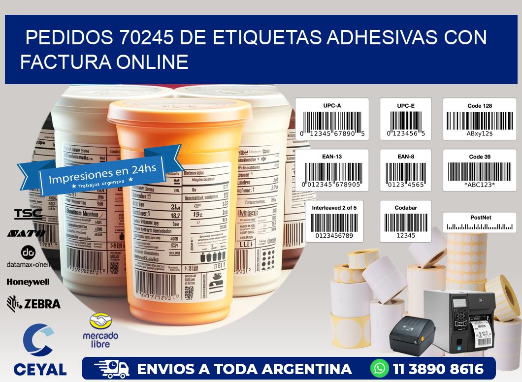 Pedidos 70245 de Etiquetas Adhesivas con Factura Online