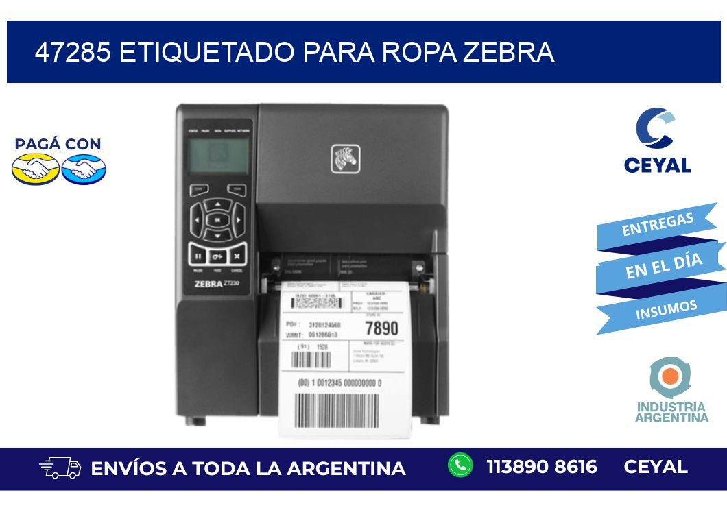 47285 ETIQUETADO PARA ROPA ZEBRA