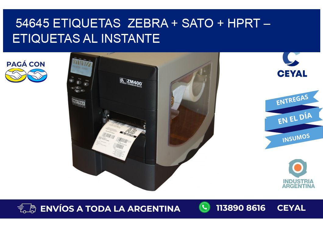 54645 etiquetas  Zebra + SATO + HPRT – Etiquetas al Instante