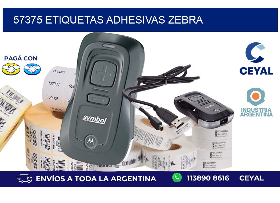 57375 ETIQUETAS ADHESIVAS ZEBRA