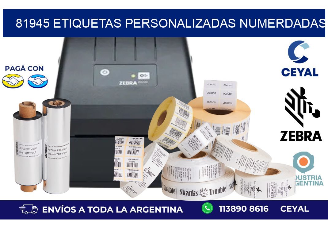 81945 ETIQUETAS PERSONALIZADAS NUMERDADAS