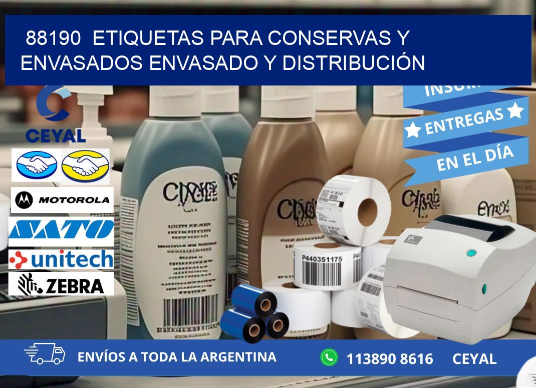 88190  ETIQUETAS PARA CONSERVAS Y ENVASADOS ENVASADO Y DISTRIBUCIÓN