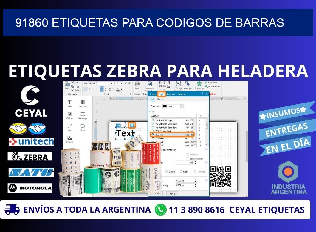 91860 ETIQUETAS PARA CODIGOS DE BARRAS