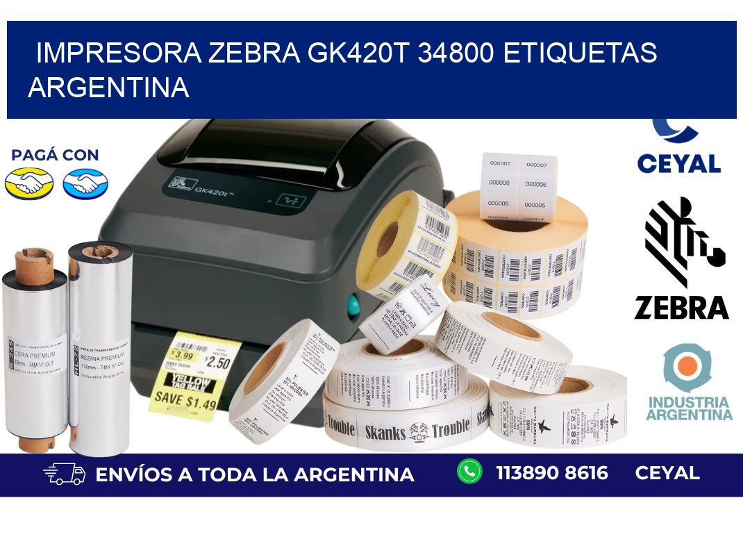 Impresora zebra gk420t 34800 etiquetas argentina