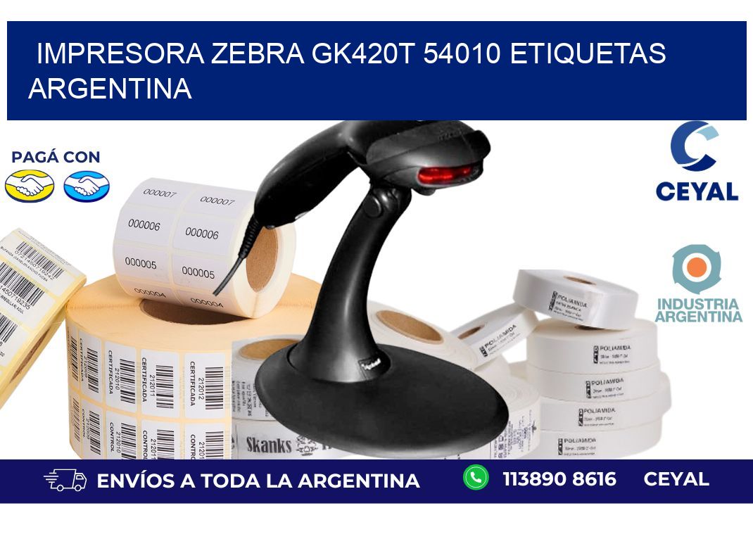 Impresora zebra gk420t 54010 etiquetas argentina