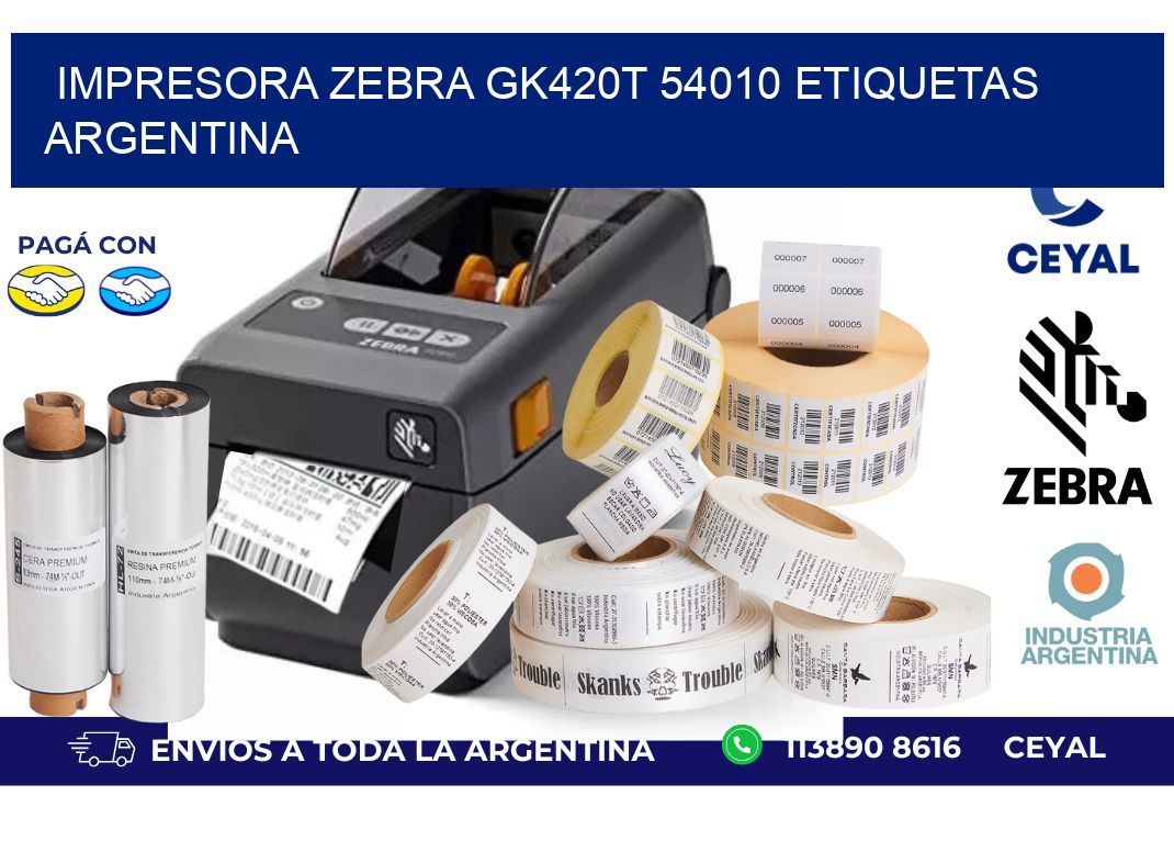 Impresora zebra gk420t 54010 etiquetas argentina