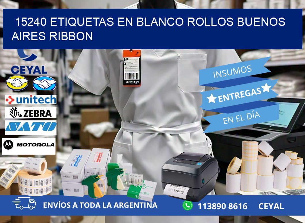 15240 ETIQUETAS EN BLANCO ROLLOS BUENOS AIRES RIBBON
