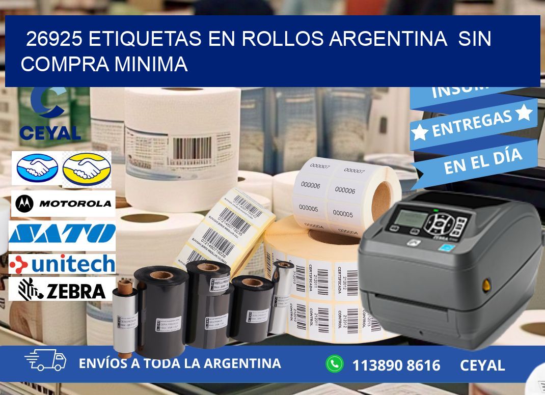 26925 ETIQUETAS EN ROLLOS ARGENTINA  SIN COMPRA MINIMA