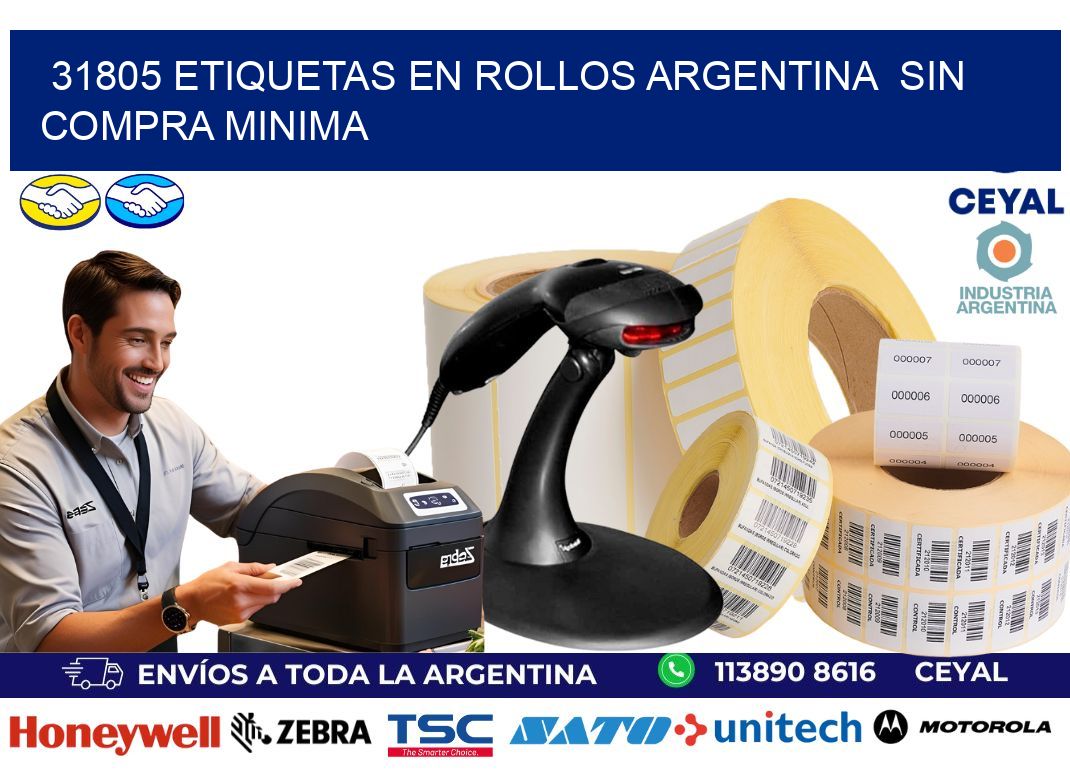 31805 ETIQUETAS EN ROLLOS ARGENTINA  SIN COMPRA MINIMA