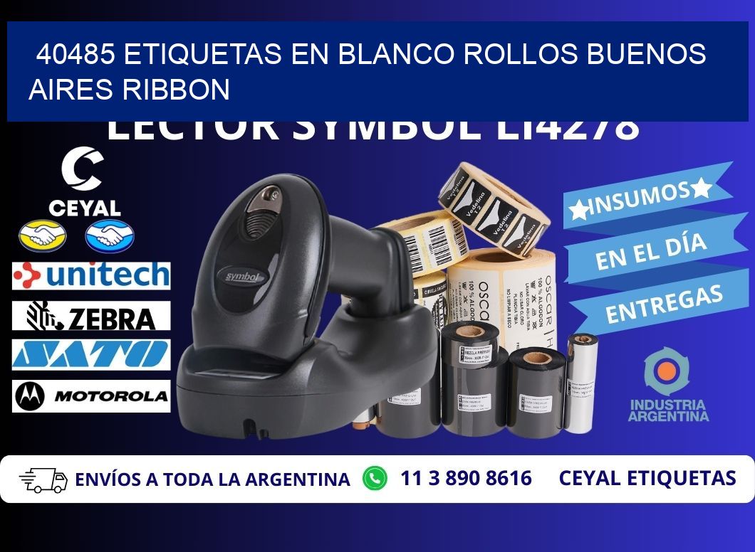 40485 ETIQUETAS EN BLANCO ROLLOS BUENOS AIRES RIBBON