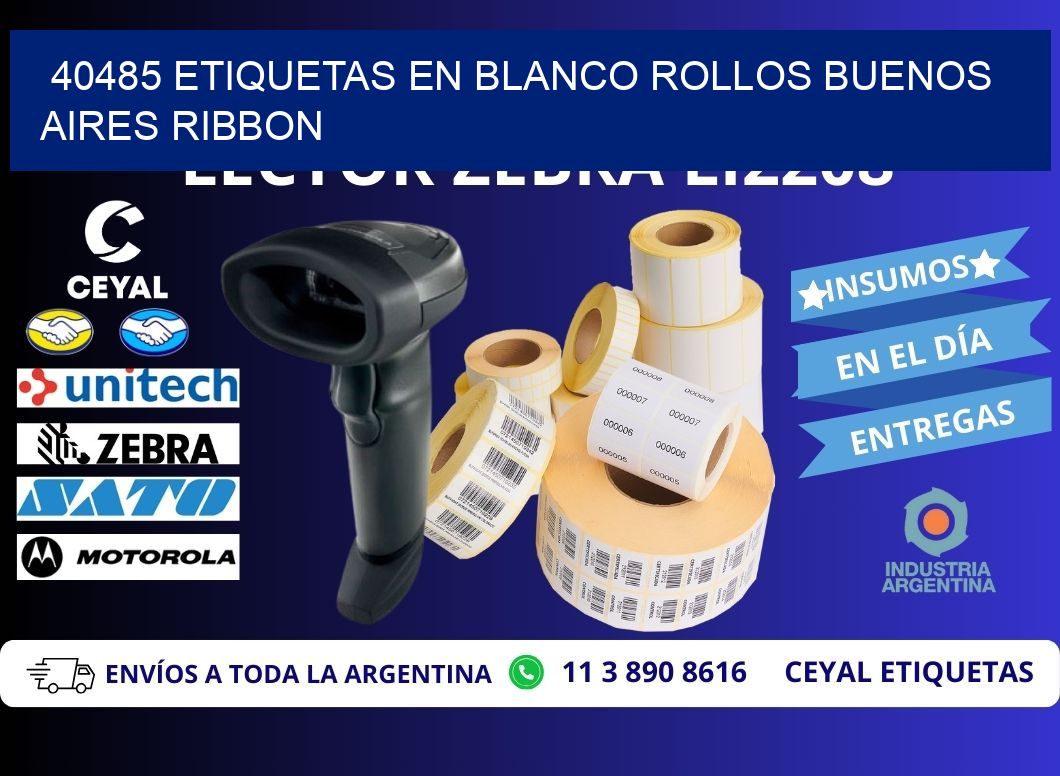 40485 ETIQUETAS EN BLANCO ROLLOS BUENOS AIRES RIBBON