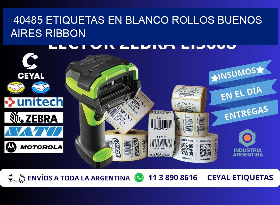 40485 ETIQUETAS EN BLANCO ROLLOS BUENOS AIRES RIBBON