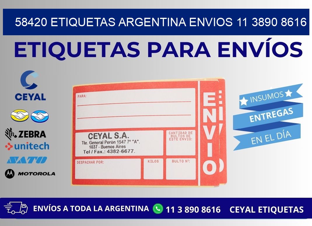 58420 ETIQUETAS ARGENTINA ENVIOS 11 3890 8616