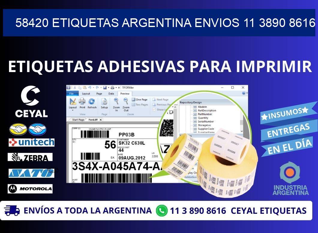 58420 ETIQUETAS ARGENTINA ENVIOS 11 3890 8616