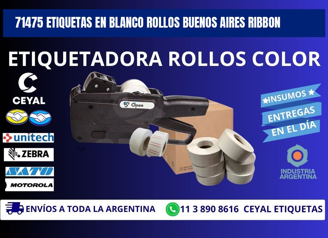 71475 ETIQUETAS EN BLANCO ROLLOS BUENOS AIRES RIBBON