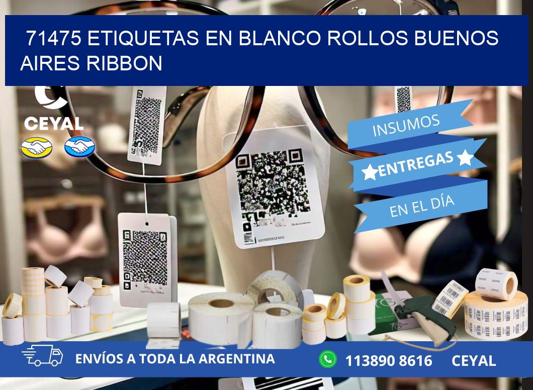 71475 ETIQUETAS EN BLANCO ROLLOS BUENOS AIRES RIBBON