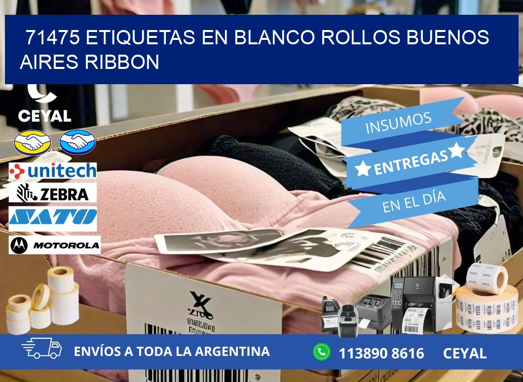 71475 ETIQUETAS EN BLANCO ROLLOS BUENOS AIRES RIBBON